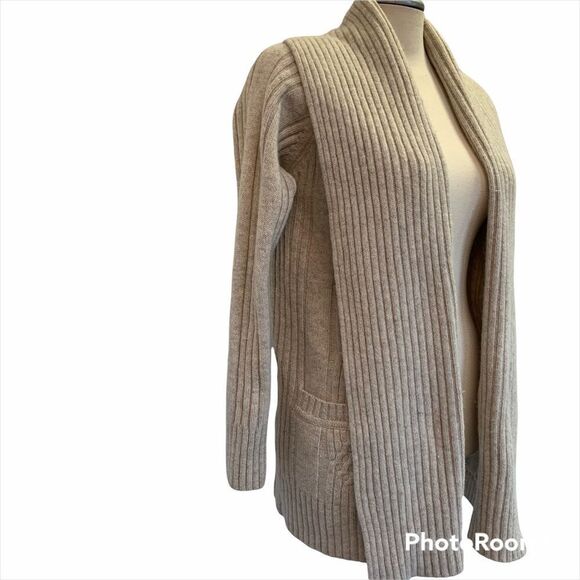 All saints Beige Cream Oatmeal Open Front Cardigan Sweater Sz 10 - Picture 3 of 11